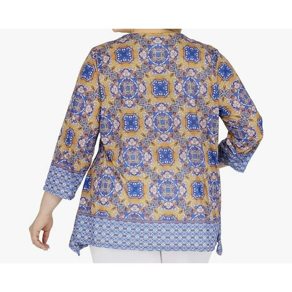 NWT Ruby Rd Women's 4X Sequin Neckline Sublimation Print Top Blouse 26.5"x28.5" - Picture 9 of 9